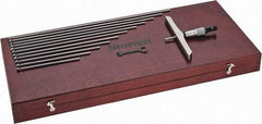 Starrett - 0 to 12" Range, 12 Rod, Satin Chrome Finish Mechanical Depth Micrometer - Ratchet Stop Thimble, 6" Base Length, 0.001" Graduation, 5/32" Rod Diam - Americas Industrial Supply
