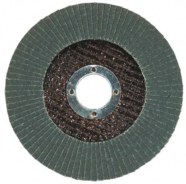 Garryson - 40 Grit, 4-1/2" Disc Diam, 7/8" Center Hole, Type 29 Zirconia Alumina Flap Disc - 13,300 Max RPM, Fiberglass Backing, Arbor Attaching System, Coated - Americas Industrial Supply