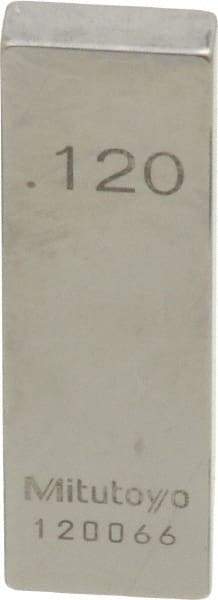 Mitutoyo - 0.12" Rectangular Steel Gage Block - Accuracy Grade 0, Includes Certificate of Inspection - Americas Industrial Supply