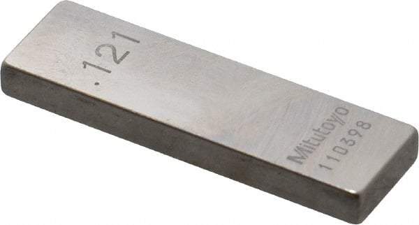 Mitutoyo - 0.121" Rectangular Steel Gage Block - Accuracy Grade 0, Includes Certificate of Inspection - Americas Industrial Supply