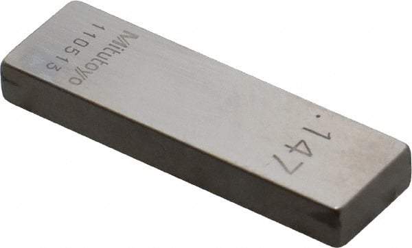 Mitutoyo - 0.147" Rectangular Steel Gage Block - Accuracy Grade 0, Includes Certificate of Inspection - Americas Industrial Supply