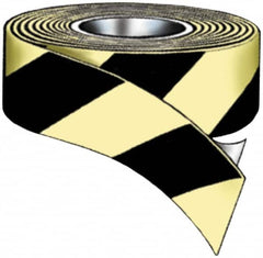 NMC - Glow & Black Striped Vinyl Tape - 1" Wide x 100' Long x 0.02" Thick, General Traffic - Americas Industrial Supply
