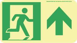 NMC - Forward Arrow, Right Side Stick Figure in Doorway (Graphic), Polyester Exit Sign - 8" Wide x 4-1/2" High, Glow-in-the-Dark - Americas Industrial Supply
