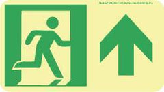 NMC - Forward Arrow, Right Side Stick Figure in Doorway (Graphic), Polyester Exit Sign - 8" Wide x 4-1/2" High, Glow-in-the-Dark - Americas Industrial Supply