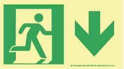 NMC - Down Arrow, Right Side Stick Figure in Doorway (Graphic), Plastic Exit Sign - 8" Wide x 4-1/2" High, Glow-in-the-Dark - Americas Industrial Supply
