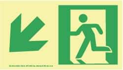 NMC - Down Left Arrow, Left Side Stick Figure in Doorway (Graphic), Plastic Exit Sign - 8" Wide x 4-1/2" High, Glow-in-the-Dark - Americas Industrial Supply