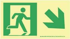 NMC - Down Right Arrow, Right Side Stick Figure in Doorway (Graphic), Plastic Exit Sign - 8" Wide x 4-1/2" High, Glow-in-the-Dark - Americas Industrial Supply
