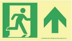 NMC - Forward Arrow, Right Side Stick Figure in Doorway (Graphic), Plastic Exit Sign - 8" Wide x 4-1/2" High, Glow-in-the-Dark - Americas Industrial Supply