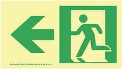 NMC - Left Arrow, Left Side Stick Figure in Doorway (Graphic), Plastic Exit Sign - 8" Wide x 4-1/2" High, Glow-in-the-Dark - Americas Industrial Supply