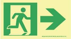 NMC - Right Arrow, Right Side Stick Figure in Doorway (Graphic), Plastic Exit Sign - 8" Wide x 4-1/2" High, Glow-in-the-Dark - Americas Industrial Supply