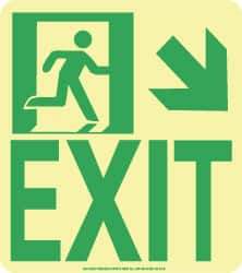 NMC - Exit, Polyester Exit Sign - 8" Wide x 9" High, Glow-in-the-Dark - Americas Industrial Supply