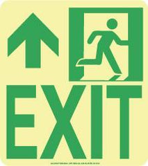 NMC - Exit, Polyester Exit Sign - 8" Wide x 9" High, Glow-in-the-Dark - Americas Industrial Supply