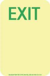 NMC - Exit, Polyester Exit Sign - 4" Wide x 6" High, Glow-in-the-Dark - Americas Industrial Supply