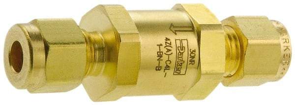 Parker - 1/4" Brass Check Valve - Inline, Comp x Comp, 3,000 WOG - Americas Industrial Supply