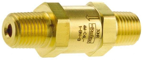 Parker - 3/8" Brass Check Valve - Inline, MNPT x MNPT, 3,000 WOG - Americas Industrial Supply