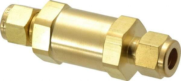 Parker - 3/8" Brass Check Valve - Inline, Comp x Comp, 3,000 WOG - Americas Industrial Supply