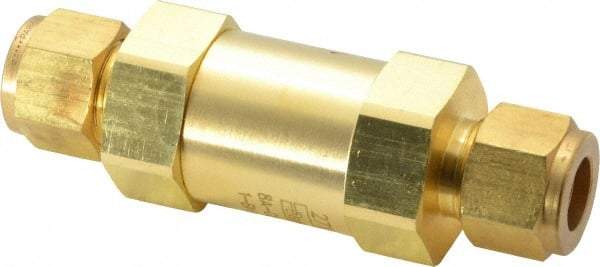 Parker - 1/2" Brass Check Valve - Inline, Comp x Comp, 3,000 WOG - Americas Industrial Supply