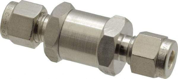 Parker - 1/4" Stainless Steel Check Valve - Inline, Comp x Comp, 6,000 WOG - Americas Industrial Supply