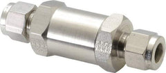 Parker - 3/8" Stainless Steel Check Valve - Inline, Comp x Comp, 6,000 WOG - Americas Industrial Supply