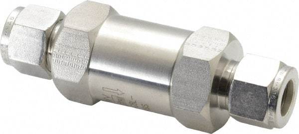 Parker - 1/2" Stainless Steel Check Valve - Inline, Comp x Comp, 6,000 WOG - Americas Industrial Supply