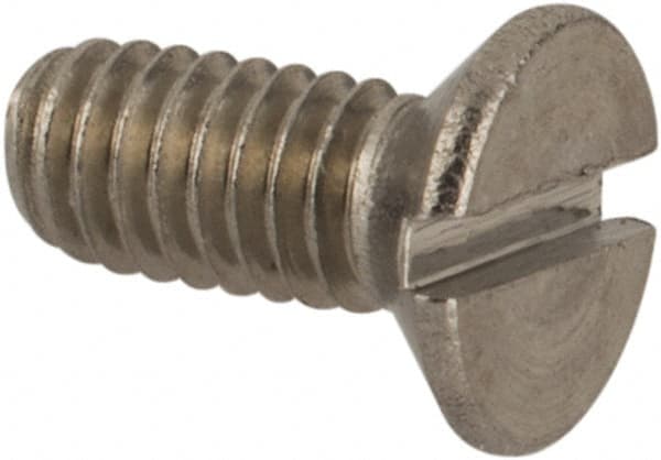 Value Collection - M2.5x0.45 Metric Coarse, 6mm OAL Slotted Drive Machine Screw - Flat Head, Grade 18-8 & A2 Stainless Steel, Uncoated, Without Washer - Americas Industrial Supply