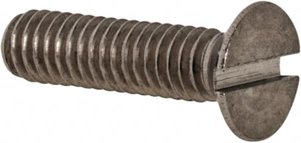 Value Collection - M2.5x0.45 Metric Coarse, 10mm OAL Slotted Drive Machine Screw - Flat Head, Grade 18-8 & A2 Stainless Steel, Uncoated, Without Washer - Americas Industrial Supply