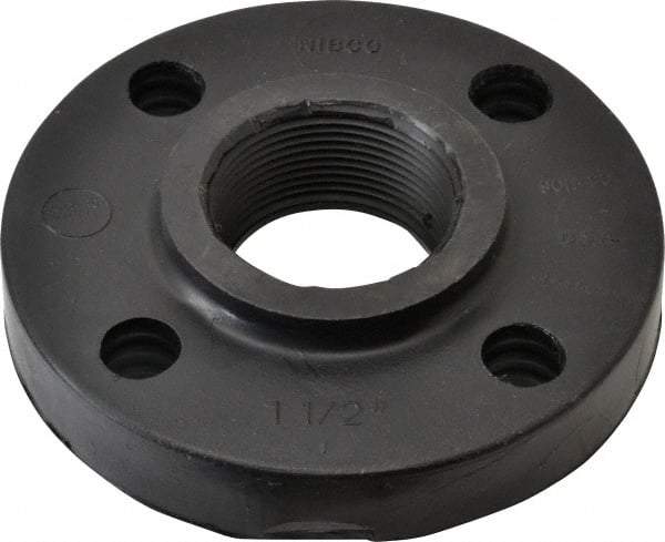 NIBCO - 1-1/2" Pipe, 5" OD, Polypropylene Threaded Pipe Flange - Schedule 80, Black - Americas Industrial Supply