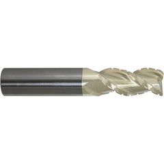 ProMax - 3/4" Diam, 2-1/2" LOC, 3 Flute Solid Carbide Roughing & Finishing Corner Radius End Mill - ZrN Finish, 5" OAL, 3/4" Shank Diam, Weldon Shank, 40° Helix, Centercutting, Long Length - Americas Industrial Supply