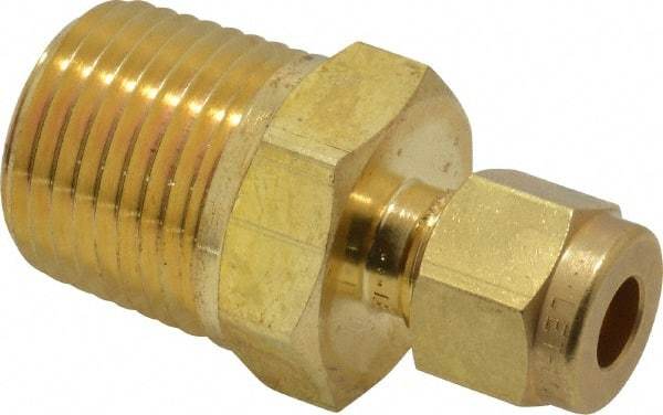 Ham-Let - 1/4" OD, Brass Male Connector - Comp x MNPT Ends - Americas Industrial Supply