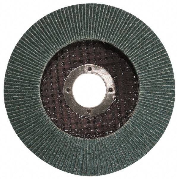 Garryson - 80 Grit, 4-1/2" Disc Diam, 7/8" Center Hole, Type 29 Zirconia Alumina Flap Disc - 13,300 Max RPM, Fiberglass Backing, Arbor Attaching System, Coated - Americas Industrial Supply