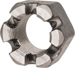 Value Collection - 1-14 UNF Grade 2 Steel Slotted Locknut - 1-1/2" Width Across Flats, 55/64" High, Uncoated - Americas Industrial Supply