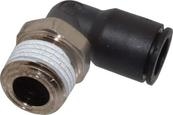 Legris - 12mm Outside Diam, 1/2 NPT, Nylon Push-to-Connect Tube Male Elbow - 290 Max psi, Tube to Male NPT Connection, Buna Nitrile O-Ring - Americas Industrial Supply