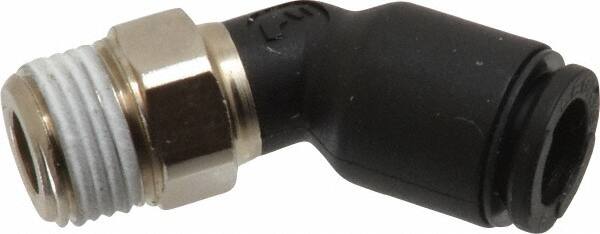 Legris - 6mm OD, 1/8 BSPT, Nylon/Nickel Plated Brass Push-to-Connect Male Elbow 45° - 290 Max psi - Americas Industrial Supply
