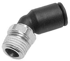 Legris - 10mm OD, 1/4 BSPT, Nylon/Nickel Plated Brass Push-to-Connect Male Elbow 45° - 290 Max psi - Americas Industrial Supply