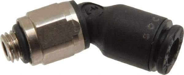 Legris - 4mm OD, M5x0.8 Metric, Nylon/Nickel Plated Brass Push-to-Connect Male Elbow 45° - 290 Max psi - Americas Industrial Supply