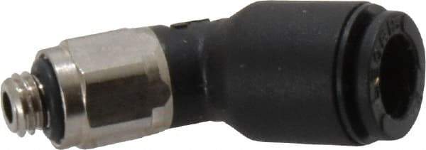 Legris - 6mm OD, M5x0.8 BSPP, Nylon/Nickel Plated Brass Push-to-Connect Male Elbow 45° - 290 Max psi - Americas Industrial Supply