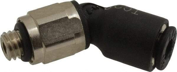 Legris - 1/8" OD, 10-32 UNF, Nylon/Nickel Plated Brass Push-to-Connect Male Elbow 45° - 290 Max psi - Americas Industrial Supply