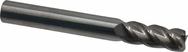 Accupro - 5/16", 4 Flute, Single End, Solid Carbide, 0.03" Corner Radius End Mill - 2-1/2" OAL, 40° Helix, Right Hand Flute, 3/4" LOC, Right Hand Cut - Americas Industrial Supply