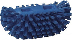 Vikan - 1-1/2" Bristle Length, Polyester Utility Scrub Brush - 5-1/2" Wide Head, 8" OAL, European Threaded Handle, Blue, Polypropylene Block - Americas Industrial Supply