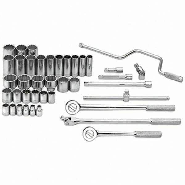 SK - 1/2" Drive Standard Deep Socket Set - 3/8 to 1-1/2", Inch Measurement Standard - Americas Industrial Supply
