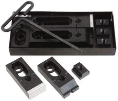 Gibraltar - 22 Piece Fixturing Edge Clamp Set with 5/8" T-Slot, 1/2-13 Stud Thread - Includes 4 Low Grip Clamps, 4 Standard Grip Clamps, 4 T-Slot Nuts, 8 Washers, Holder, T-Handle Wrench - Americas Industrial Supply