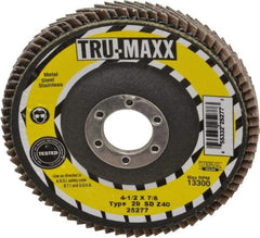 Tru-Maxx - 40 Grit, 4-1/2" Disc Diam, 7/8" Center Hole, Type 29 Zirconia Alumina Flap Disc - 13,300 Max RPM, Arbor Attaching System, Coated - Americas Industrial Supply
