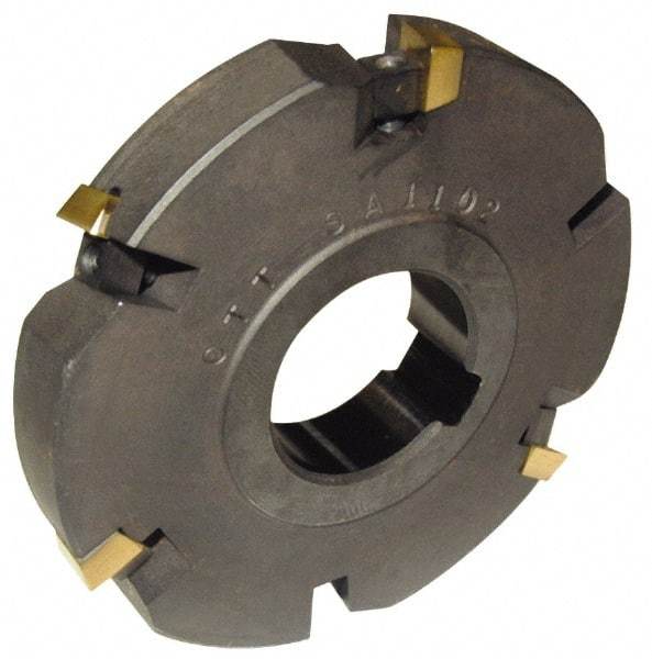 Cutting Tool Technologies - Arbor Hole Connection, 1/4" Cutting Width, 0.53" Depth of Cut, 3" Cutter Diam, 1-1/4" Hole Diam, 4 Tooth Indexable Slotting Cutter - DASC Toolholder, 1215 Insert, Neutral Cutting Direction - Americas Industrial Supply