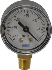 Wika - 1-1/2" Dial, 1/8 Thread, 30-0 Scale Range, Pressure Gauge - Lower Connection Mount, Accurate to 3-2-3% of Scale - Americas Industrial Supply