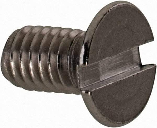 Value Collection - M4x0.70 Metric Coarse, 8mm OAL Slotted Drive Machine Screw - Flat Head, Grade 18-8 & A2 Stainless Steel, Uncoated, Without Washer - Americas Industrial Supply