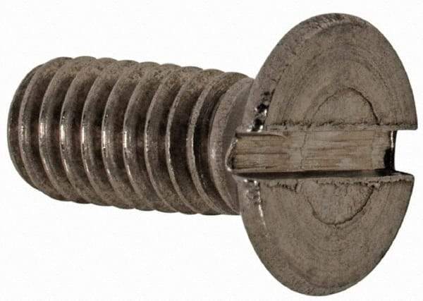 Value Collection - M4x0.70 Metric Coarse, 10mm OAL Slotted Drive Machine Screw - Flat Head, Grade 18-8 & A2 Stainless Steel, Uncoated, Without Washer - Americas Industrial Supply