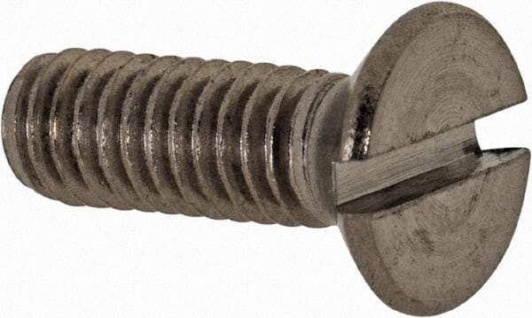 Value Collection - M4x0.70 Metric Coarse, 12mm OAL Slotted Drive Machine Screw - Flat Head, Grade 18-8 & A2 Stainless Steel, Uncoated, Without Washer - Americas Industrial Supply