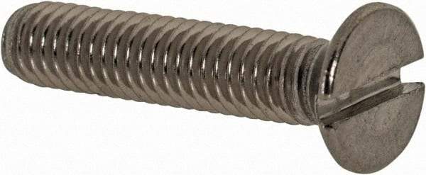 Value Collection - M4x0.70 Metric Coarse, 20mm OAL Slotted Drive Machine Screw - Flat Head, Grade 18-8 & A2 Stainless Steel, Uncoated, Without Washer - Americas Industrial Supply