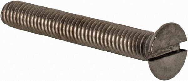 Value Collection - M4x0.70 Metric Coarse, 30mm OAL Slotted Drive Machine Screw - Flat Head, Grade 18-8 & A2 Stainless Steel, Uncoated, Without Washer - Americas Industrial Supply