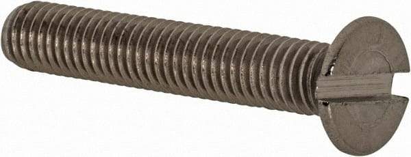 Value Collection - M5x0.80 Metric Coarse, 30mm OAL Slotted Drive Machine Screw - Flat Head, Grade 18-8 & A2 Stainless Steel, Uncoated, Without Washer - Americas Industrial Supply